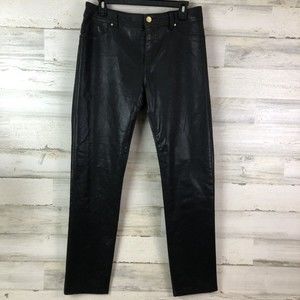 Chico's  Platinum Black Shimmer Shiny Straight Slim Pants Jeans Sz 1.5 (M/10)